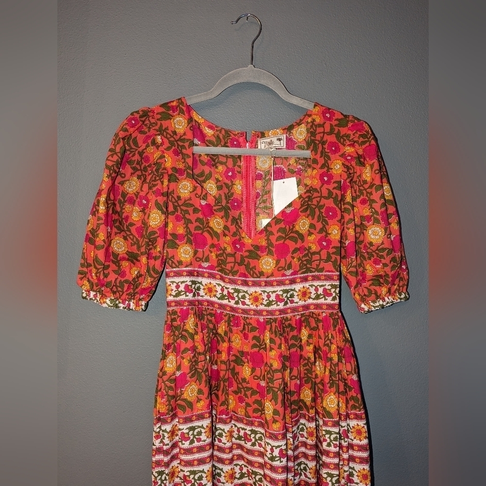 NEW. NWT. Mille Resort & Travel Floral cotton dress. Women's size XS. - Picture 7 of 11